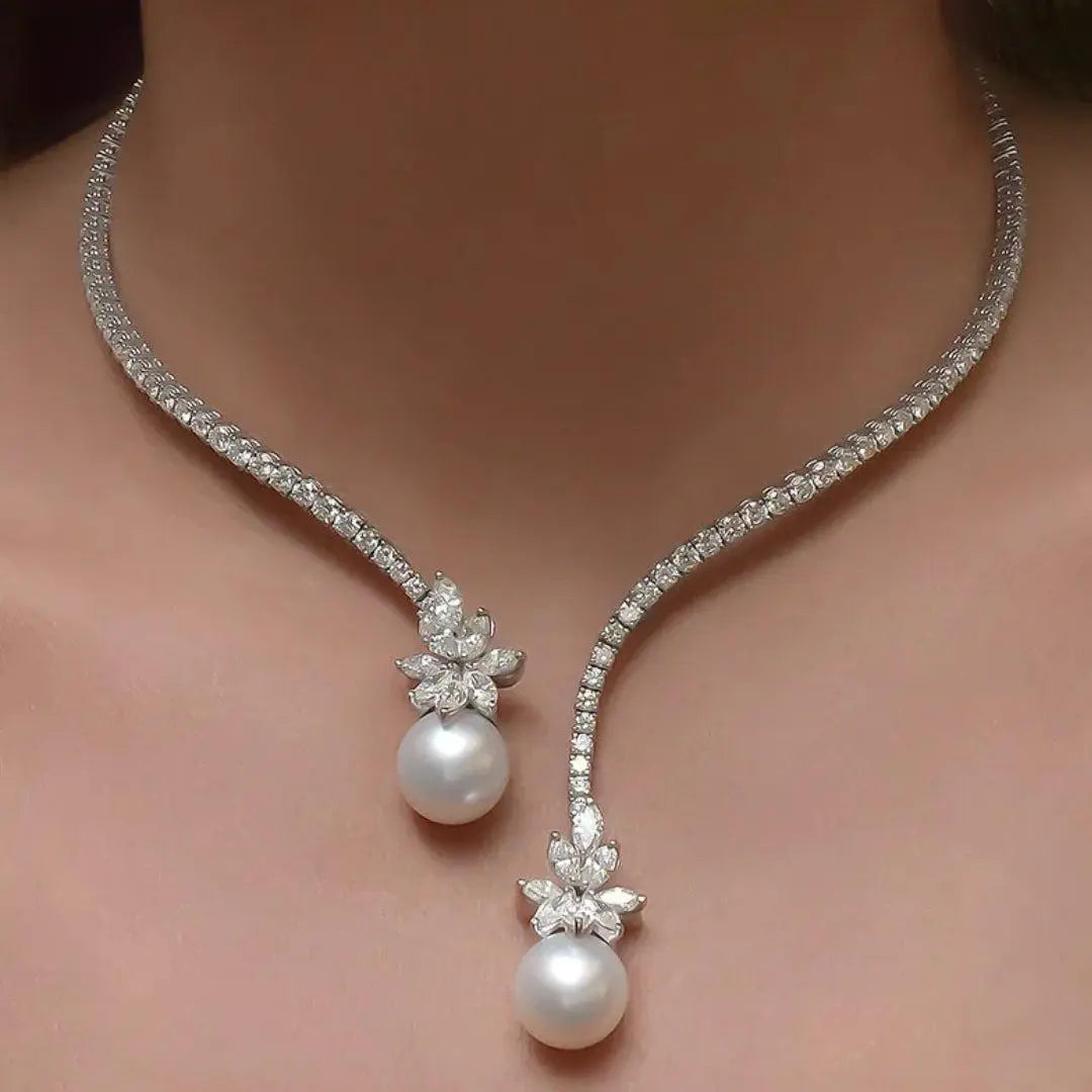 Elegante und strahlende Kette mit Perlen aus Sterlingsilber